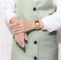 Reloj Casio unisex doble uso horario con esfera negra Gold