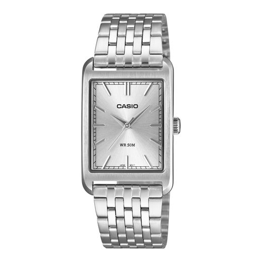 Reloj Casio Unisex MTP-B215D con esfera plateada