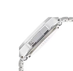 Reloj Casio unisex plateado bisel negro y azul