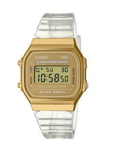 Reloj Casio Unisex Vintage dorado con correa transparente