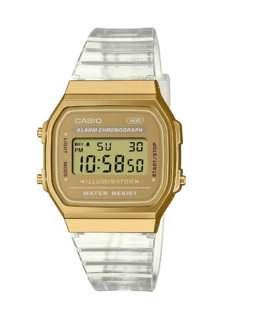 Reloj Casio Unisex Vintage dorado con correa transparente