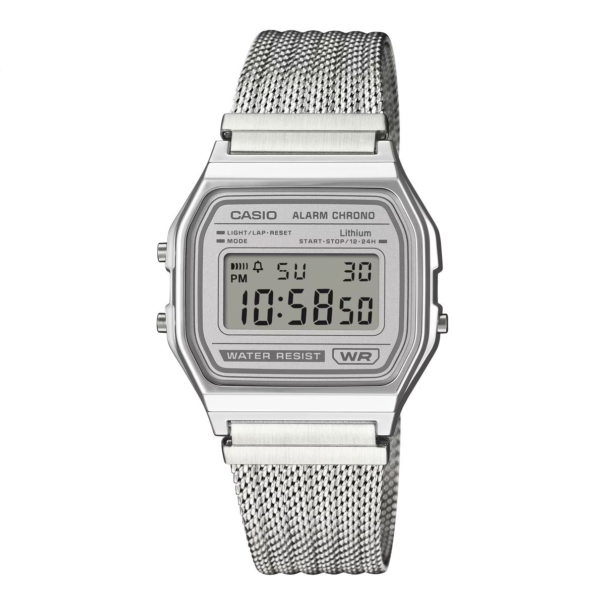 Reloj Casio Vintage digital unisex con esfera plateada