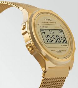 Casio Vintage runde Uhr mit Goldmatt