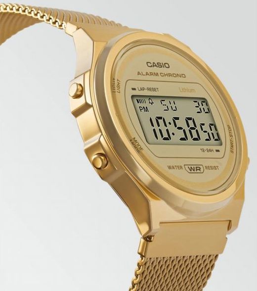 Casio Vintage runde Uhr mit Goldmatt