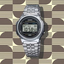 Reloj Casio Unisex Vintage redondo plateado A171
