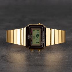 Relógio digital vintage Casio dourado