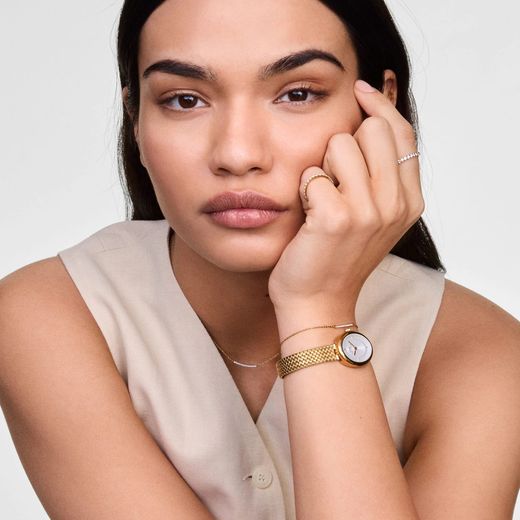 Reloj Daniel Wellington Juliette Braided Mesh White Sunray Gold