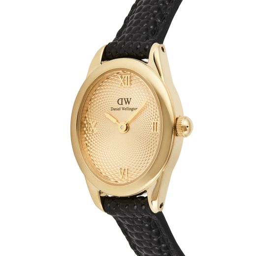 Reloj Daniel Wellington Ophelia Mini Black Lizard Unitone Guilloché Gold