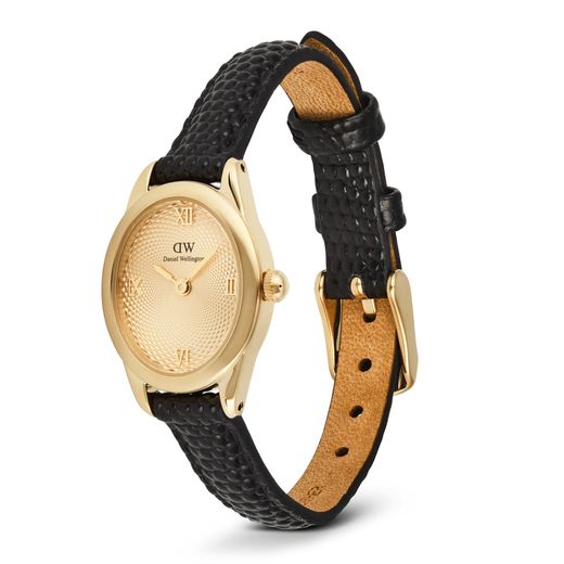Reloj Daniel Wellington Ophelia Mini Black Lizard Unitone Guilloché Gold