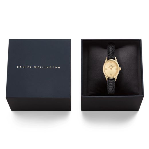 Reloj Daniel Wellington Ophelia Mini Black Lizard Unitone Guilloché Gold