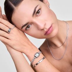 Relógio Daniel Wellington Quadro Mini Arch 3-link Branco Sunray Prateado