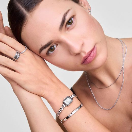 Relógio Daniel Wellington Quadro Mini Arch 3-link Branco Sunray Prateado