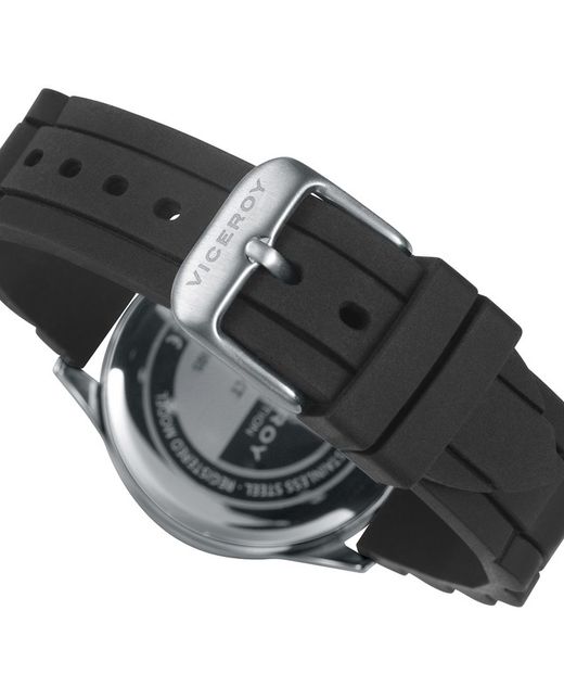 Stahluhr mit Zifferblatt und schwarzem Armband, mit Lautsprecher als Geschenk