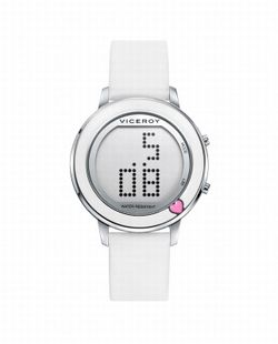 Reloj de acero digital con correa silicona blanca y auriculares inalámbricos de regalo