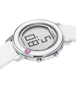 Reloj de acero digital con correa silicona blanca y auriculares inalámbricos de regalo