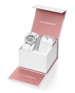 Reloj de acero digital con correa silicona blanca y auriculares inalámbricos de regalo