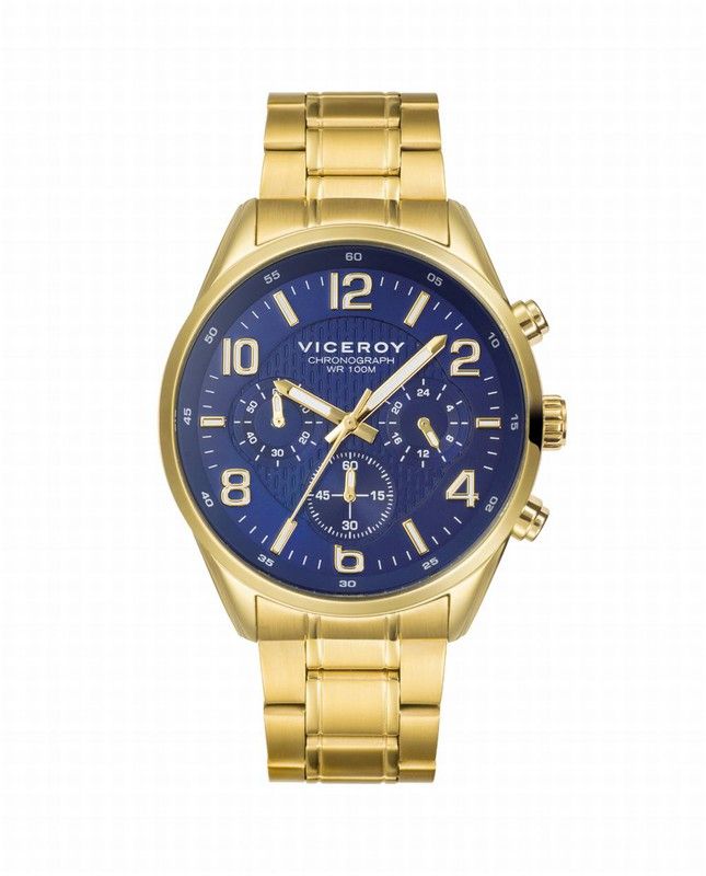 Reloj Viceroy hombre en acero Ip dorado con esfera azul y