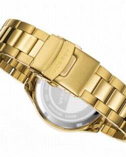 Montre homme en acier Ip or avec cadran or et chronographe