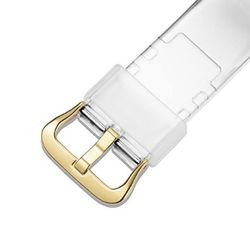 Reloj de hombre Casio cuadrado con correa transparente y caja dorada