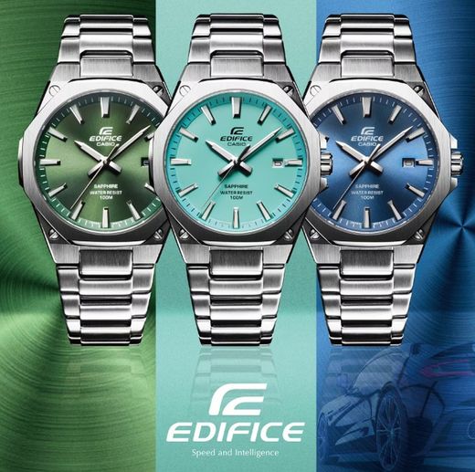 Casio Edifice Herrenuhr aus Stahl mit Tiffany Blue-Saphirglas