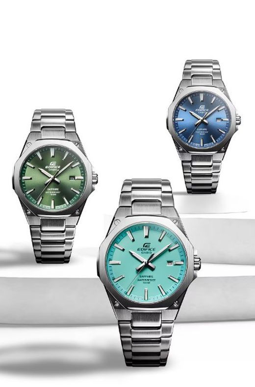 Casio Edifice Herrenuhr aus Stahl mit Saphirglas und grünem Zifferblatt