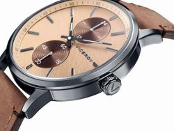 Reloj de hombre con correa piel marron, multifuncion estilo Vintage