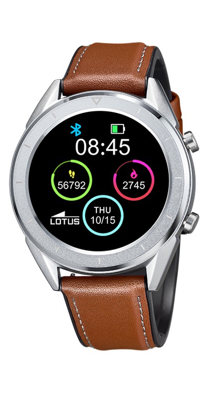 Reloj de hombre smartwatch Lotus con dos correas silicona negra combinadas  con piel azul y piel negra — Miralles Arévalo Joyeros