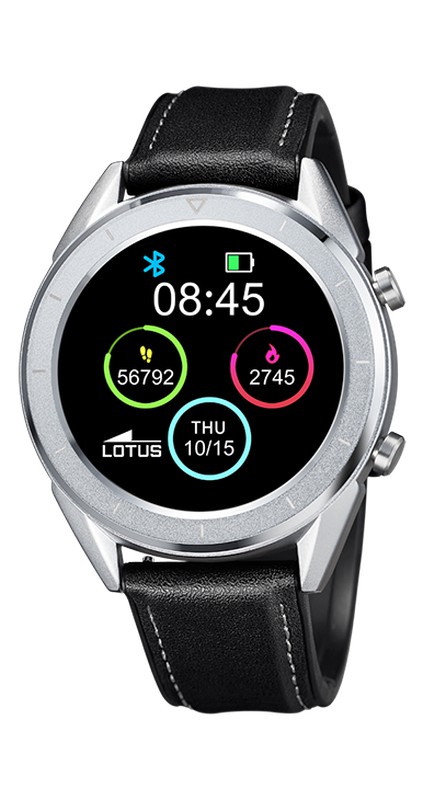 Reloj de hombre smartwatch Lotus con dos correas silicona negra combinadas  con piel marrón y piel negra. — Miralles Arévalo Joyeros