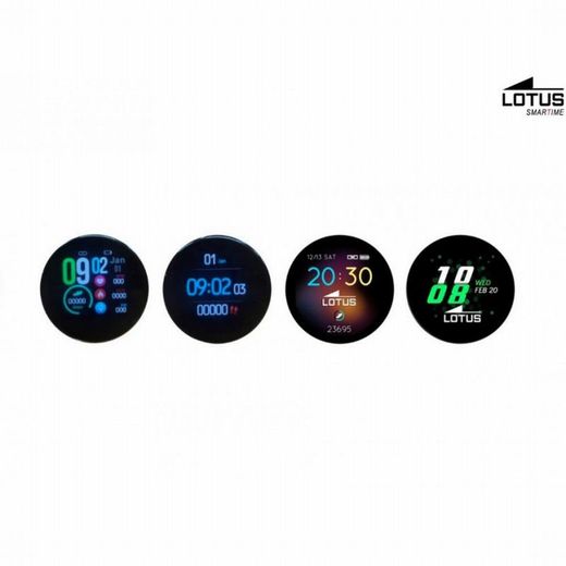 Reloj de hombre smartwatch Lotus con dos correas silicona negra combinadas con piel marrón y piel negra.