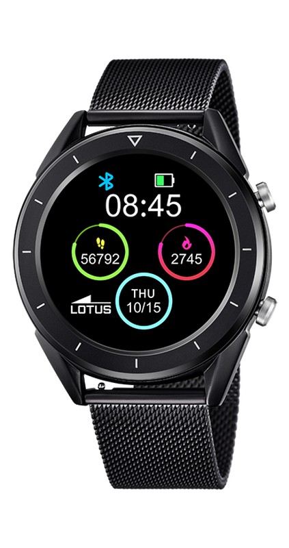 Reloj Inteligente Lotus Smartwatch 50007/1 con esterilla de acero negro y  correa combinada de cuero y silicona en negro. Ideal para el día a día y  para hacer deporte — Miralles Arévalo Joyeros