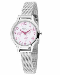 Reloj de niña Nowley con esterilla en acero y flamencos