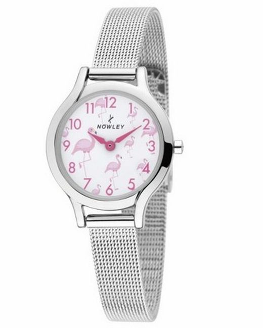 Reloj de niña Nowley con esterilla en acero y flamencos