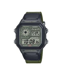 Reloj digital Casio con horario mundial AE-1200 con correa de nylon verde