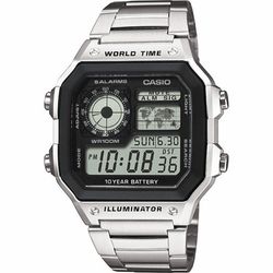 Reloj digital Casio con horario mundial AE-1200  brazalete de acero
