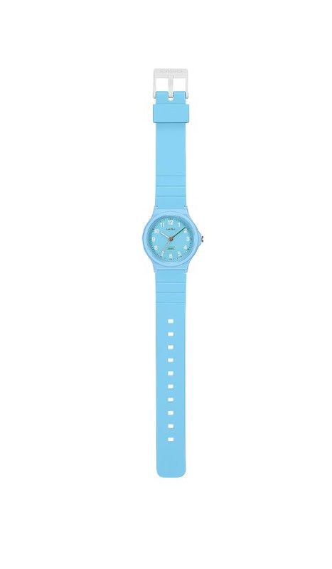 Reloj Casio LQ-24 color azul cielo con detalles verdes