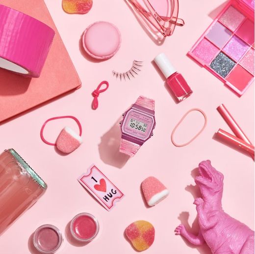 Reloj digital Casio rosa transparente