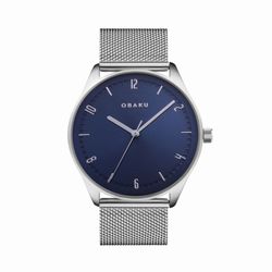 Reloj hombre acero con esterilla y esfera azul