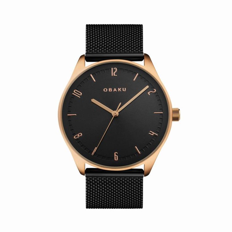 Reloj hombre acero Ip bronce con esterilla negra V235GXVBMB