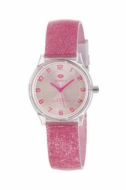 Reloj marea de mujer con correa de silicona rosa con purpurina