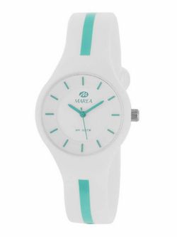 Reloj marea de mujer en silicona blanca con raya verde