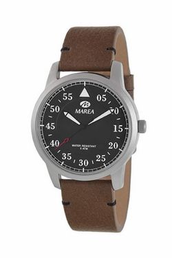 Reloj marea de hombre con correa de piel marrón y esfera en negra