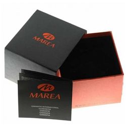 Reloj marea de hombre con correa de piel roja y esfera en negra