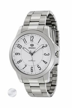 Reloj Marea de acero para hombre con esfera blanca y agujas luminiscentes