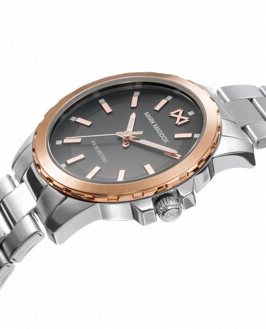 Reloj Mark Maddox de hombre en acero con bisel rosado