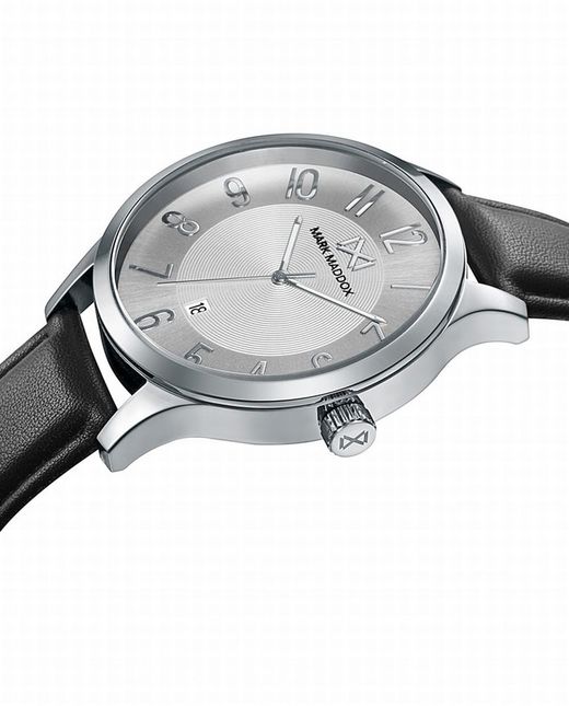 Reloj Mark Maddox de hombre en acero, correa de piel y esfera blanca