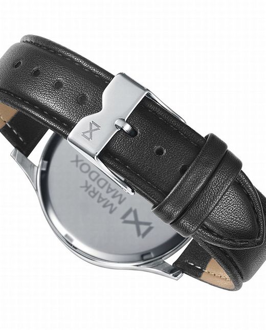 Reloj Mark Maddox de hombre en acero, correa de piel y esfera blanca