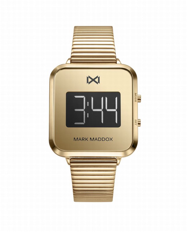 Reloj para chico Mark Maddox cuadrado dorado con brazalete de malla