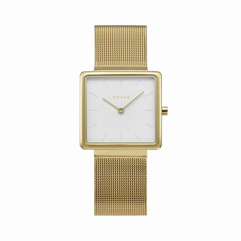 Reloj mujer cuadrado Ip dorado con cristal zafiro — Miralles