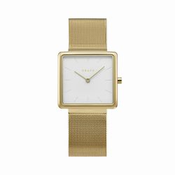 Reloj mujer cuadrado Ip dorado con cristal zafiro