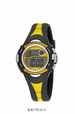 Reloj nowley digital de niño con correa de silicona negra y amarilla